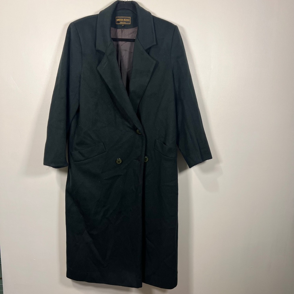 Kristen Blake Women's Long Wool Double Breasted Overcoat Hunter Green Size 6